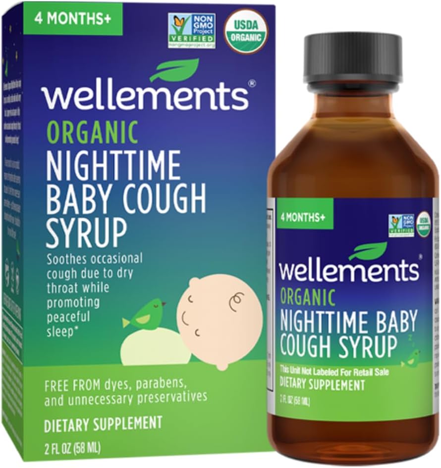 Velvære Organic Nighttime Baby Cough Syrup | Soothes Avslappende Cough på grunn av tørr throat mens du promoterer en fredelig natts søvn*, USDA Organic | 2 Fl Oz, 4 måneders+