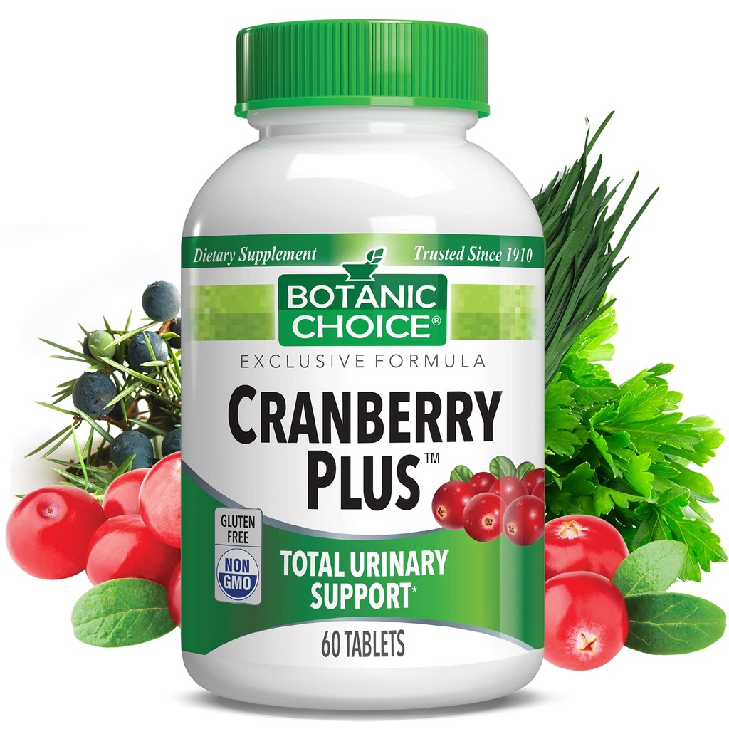 Botanic Choice Cranberry Plus Total Urin Support - Urin Tract Helse for kvinner og menn med Cranberry Concentrate, Uva Ursi, Buchu, Kalsium - 60 tabletter