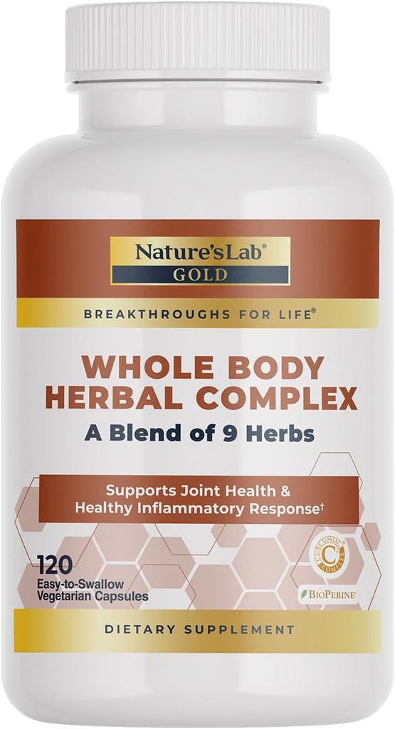 Naturens Lab Gold Hele kroppen Herbal Complex - Turmeric, Boswellia, Ginger, Grønn Te, Rosemary - 120 Kapsler (60 dagers forsyning)