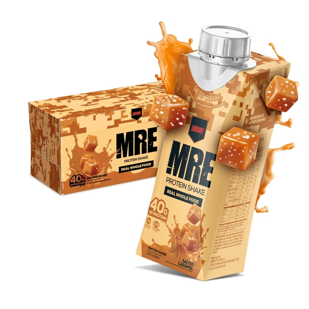 REDCON1 MRE Klar til å drikke proteinshaker, saltet karamell - Proteindrikker med hele matkilder - sukkerfri FSH Shake formet til drivstoffatleter når som helst (12 pakke)