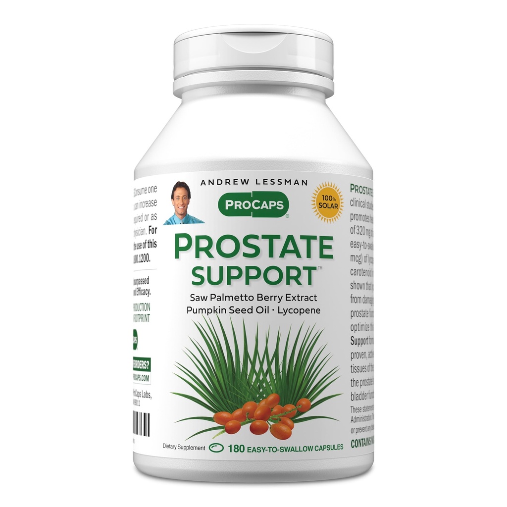 ANDREW LESSMAN Prostata støtte Supplement for menns helse, 180 Softgels, Ingen additiver - så Palmetto for menn, Pumpkin Seed Oil, Lycopen, Omega-3 for prostata helse, urin, Blader funksjon