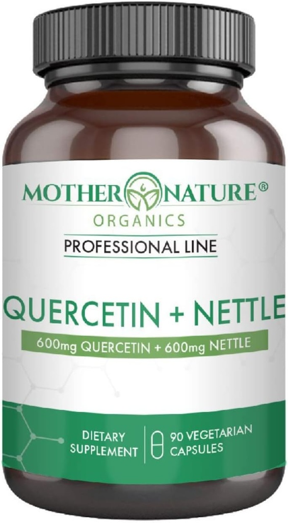 Quercetin 600mg & Nettle 600mg - naturlige flavonoider Supplement for sesongmessige irritanter, immunrespons, sunn aldring og lang levetid - ikke-drowsy, ikke-GMO, Vegan - (90 kapsler)
