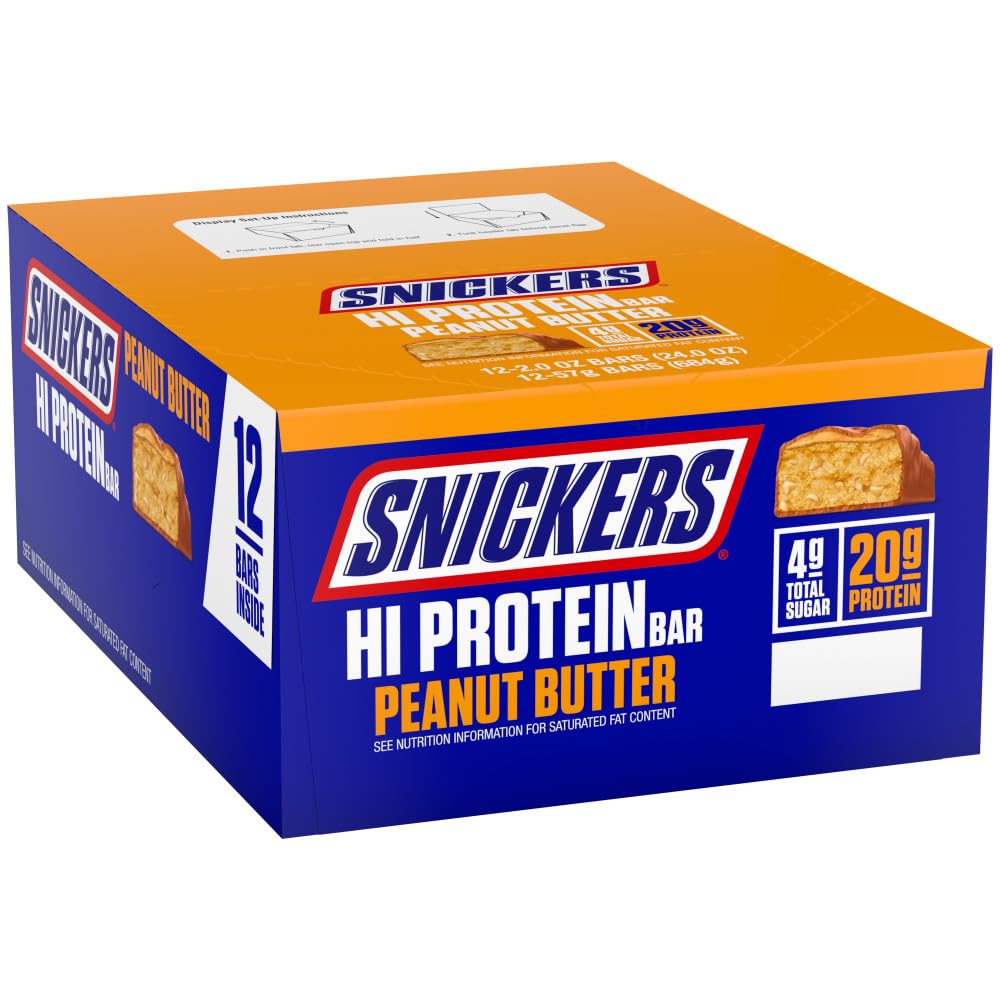 SNICKERS Hi Protein Bar - Peanut Smør og karamell, 2.0 oz, Pakke med 12, høy protein, Sunn for voksne