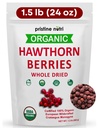1,5 lbs (24 oz) 100% økologisk Hawthorn Berries Tørket bulk | Make Hawthorn Berry Te | European Wildcrafted Berries | Make wellness te for hjerte støtte, blodtrykk og stress relief (pakke kan variere)