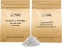 PURE ORIGINAL INGREDIENTS L-Lysin HCI og Vitamn C pulverbundel, 1 lb Hver, ikke-GMO, Glutenfri, kosttilskudd