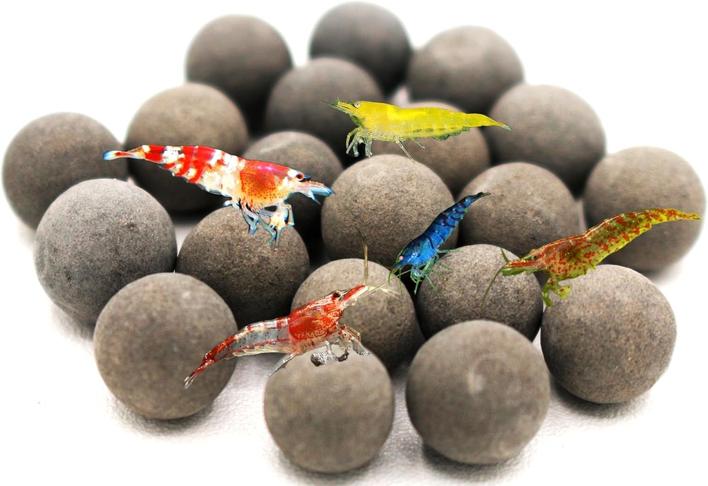 Awesome Industries Betta & Rækjuturmaline Mineral Balls Aquarium Vannkonditionering Over 30 Elementer Forbedrer Vannkvalitet, pH-balanse, Helse, Farge og Avl (20 Pack Regular)