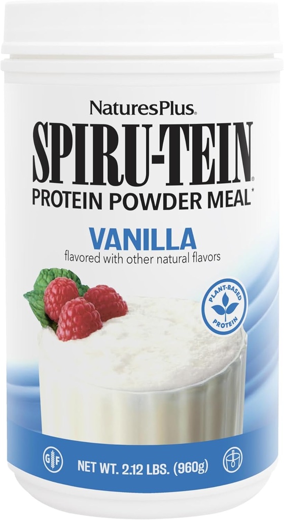 NaturesPlus Spiru-TEIN, Vanilla - 2.12 lbs, Pakke med 3 - Spirulina Protein pulver - Vitaminer og mineraler for energi - Vegetarisk, Glutenfri - 96 Total Services