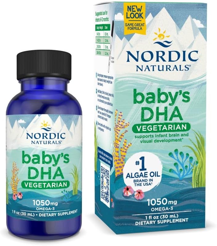 Nordic Naturals Babys DHA Vegetarian, Unflavored - 1050 mg Plantebasert Omega-3-1 oz - Støtter hjerne- og visjonsutvikling i babyer - Ikke-GMO, Vegan - 15 Services