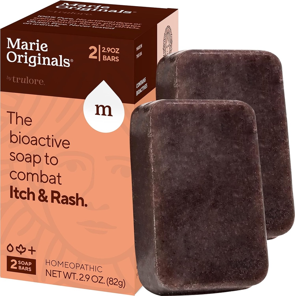 Marie Originals Itch Relief Soap Body Wash Bar - All naturlig øyeblikkelig relief fra Insect Bites, Kylling Pox, Chiggers og andre hud Irritations dvs. Anti-Itch beroligende såpe (2 pakke)
