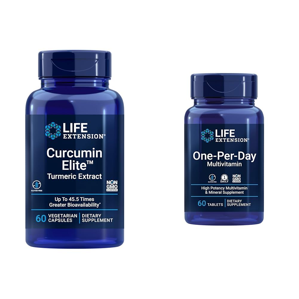 Livsforlengelse Curcumin Elite Turmeric Extract, fremmer en sunn inflammatorisk respons og en-per-dag Multivitamin - pakket med over 25 vitaminer