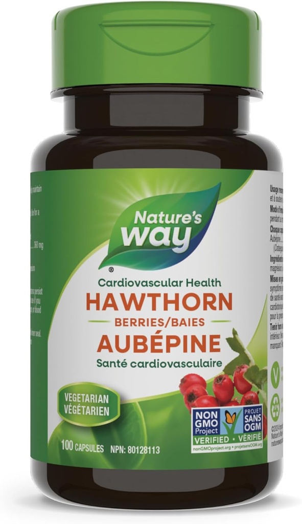 Naturens måte Hawthorn Berries, Cardiovaskulær helse, 100 vegetariske kapsler