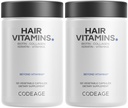 Kode håret vitaminer 10000 mikrog Biotin, Keratin, Samlaget, Vitamin A, B12, C, D3, E, Sink, Turmeric, Probiotika, Enzymes, Inositol - hårpleie støtte - sunne hårtilskudd piller - 2 pakke