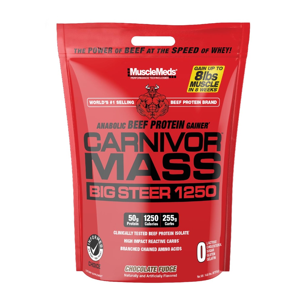 MuscleMeds Carnivor Mass Sjokolade Big Steer 1250, 15 Lb (Packing May Vary)