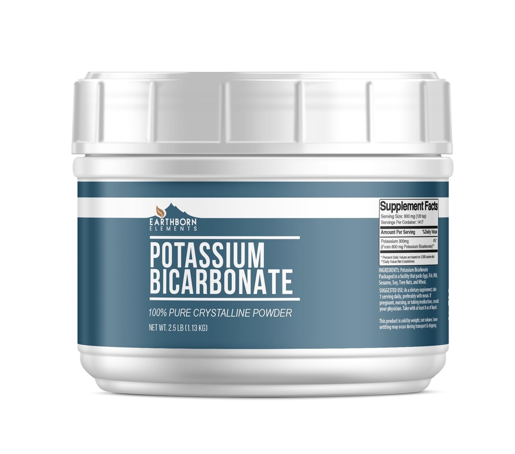Earthborn Elements Kalium Bikarbonat (2,5 lb), Mess-Free Tub, ren og ufortynnet