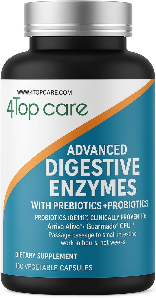 H4U Digestive Enzymer: Ultimate Health Solution med probiotika, prebiotika og enzymer for både kvinner og menn. Dette vegetariske Digestive Enzyme Supplement inneholder 180 kapsler.