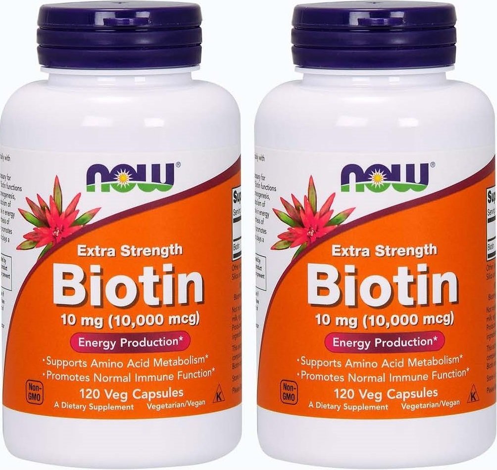 Nå Mat Biotin 10 mg Ekstra styrke 120 Vcaps, pakke med 2