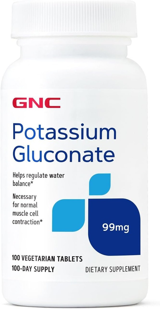 GNC Kalium Gluconate 99 mg, 100 tabletter, støtter normal muskelfunksjon