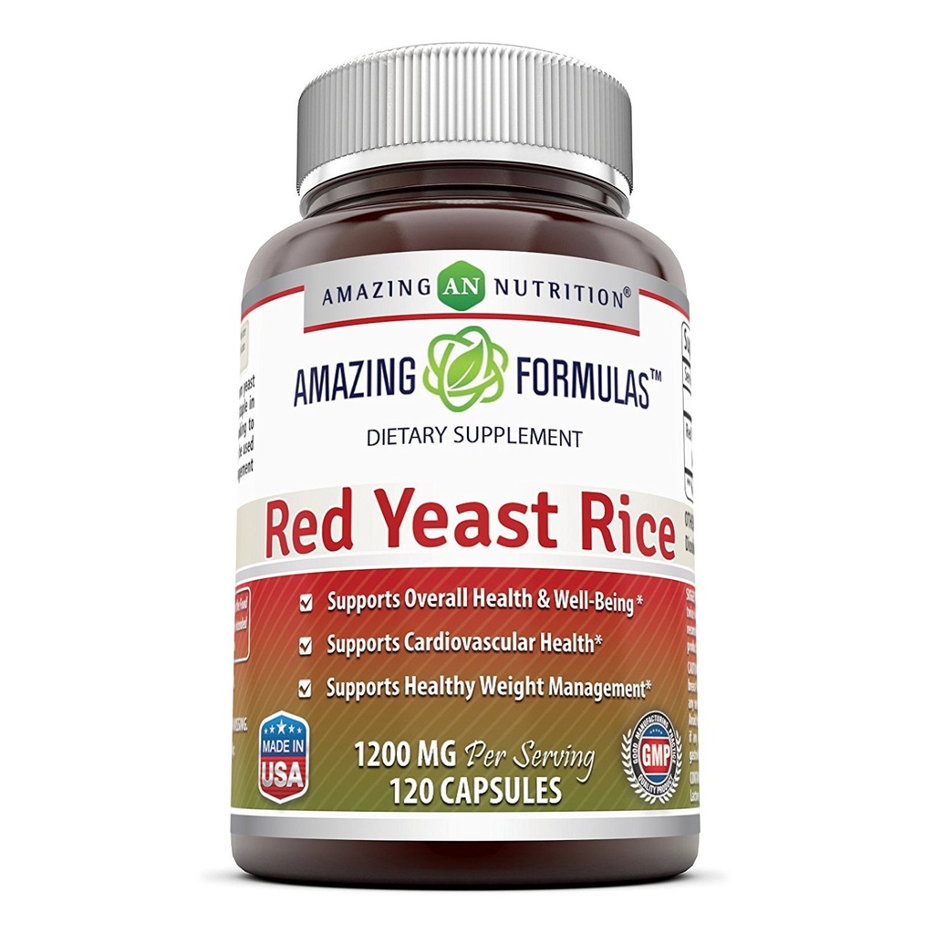 Amazing Formler Rød Yeast Rice 1200mg Per Serving Kapsler Supplement | Ikke-GMO | Glutenfri | Laget i USA (1 Pack, 120 Count)