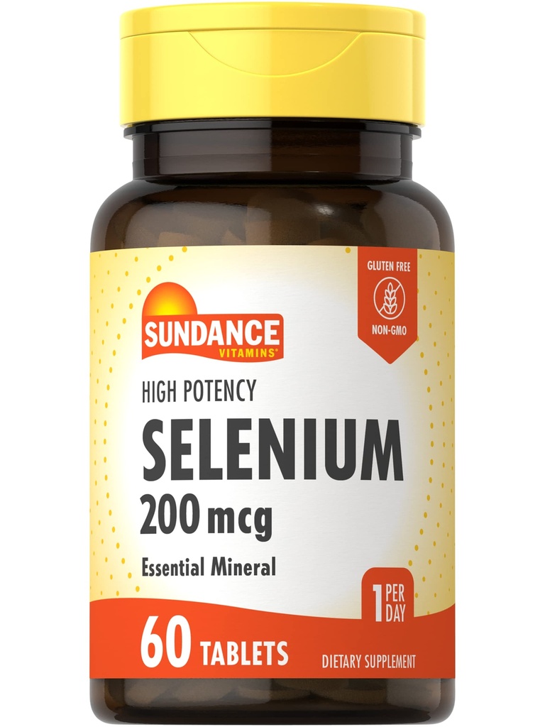 Sundance Selen 200mcg | 60 Tabletter | Høy styrke formel | Vegetarisk, ikke-GMO, og Glutenfri essensiell Mineral Supplement