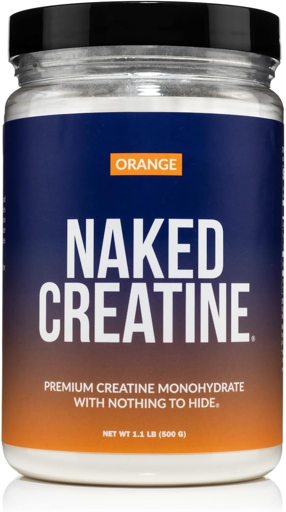 NAKED ren mikronisert oransje kreatinmonohydrat - 36 serveringer - 500 gram, 1.1Lb bulk, vegansk, ikke-GMO, glutenfri, soya gratis.