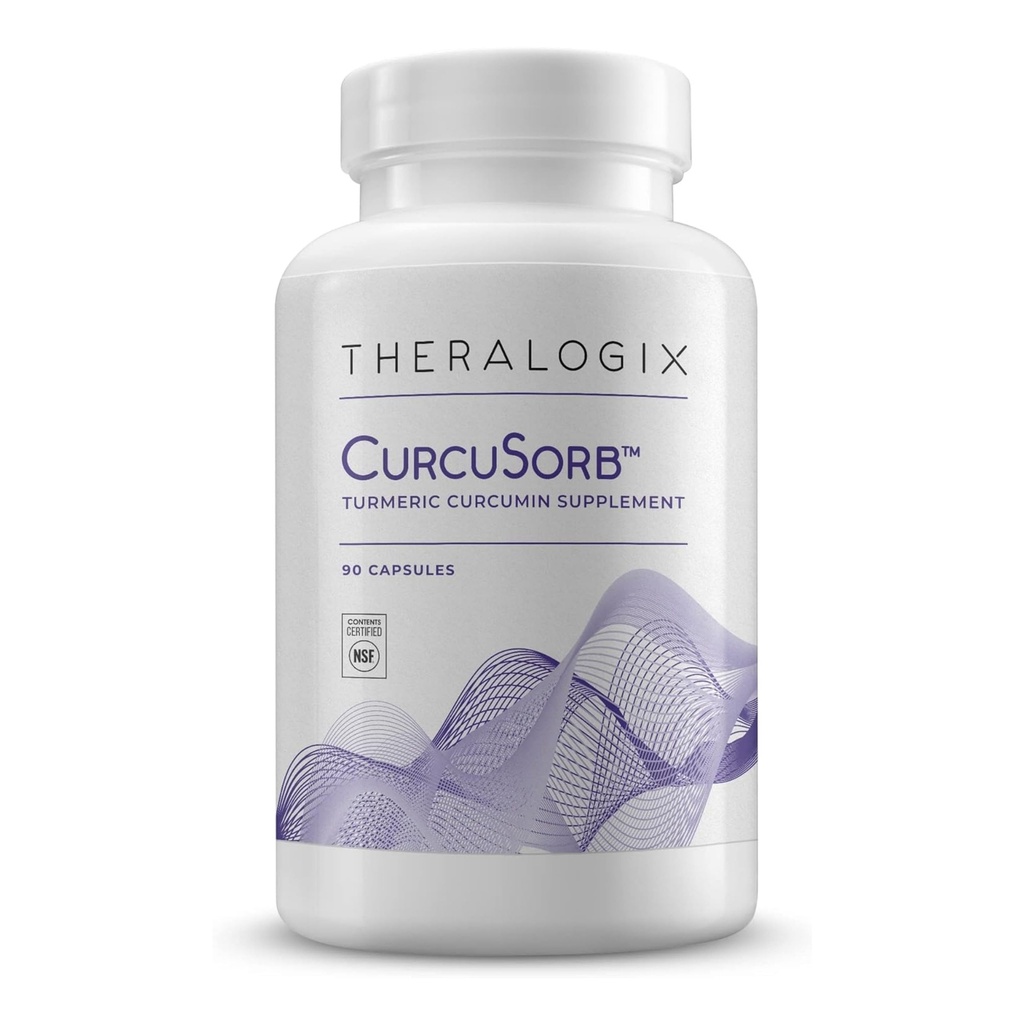 Theralogix CurcuSorb Turmeric Curcumin Supplement - 90-dagers forsyning - høyabsorpsjon Turmeric Curcumin - støtter hjerne, hjerte, immun og felles helse - Aids Sunn Aging - NSF-sertifisert - 90 Kapsler