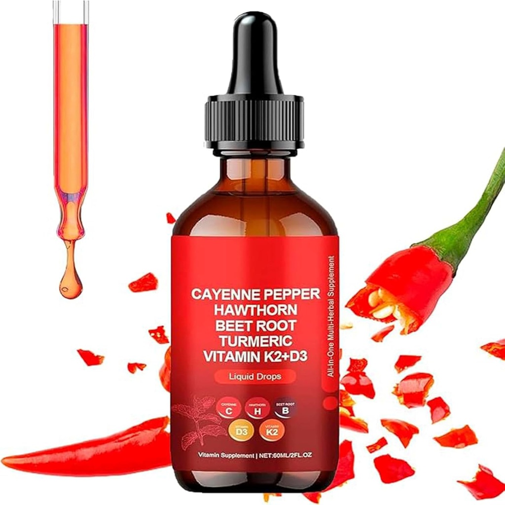 Aeluro Cayenne Drops,Aeluro Cayenne Pepper Extract, 60 ml Cayenne Pepper Drops, Cayenne Pepper flytende Drops Metabolisme Boost