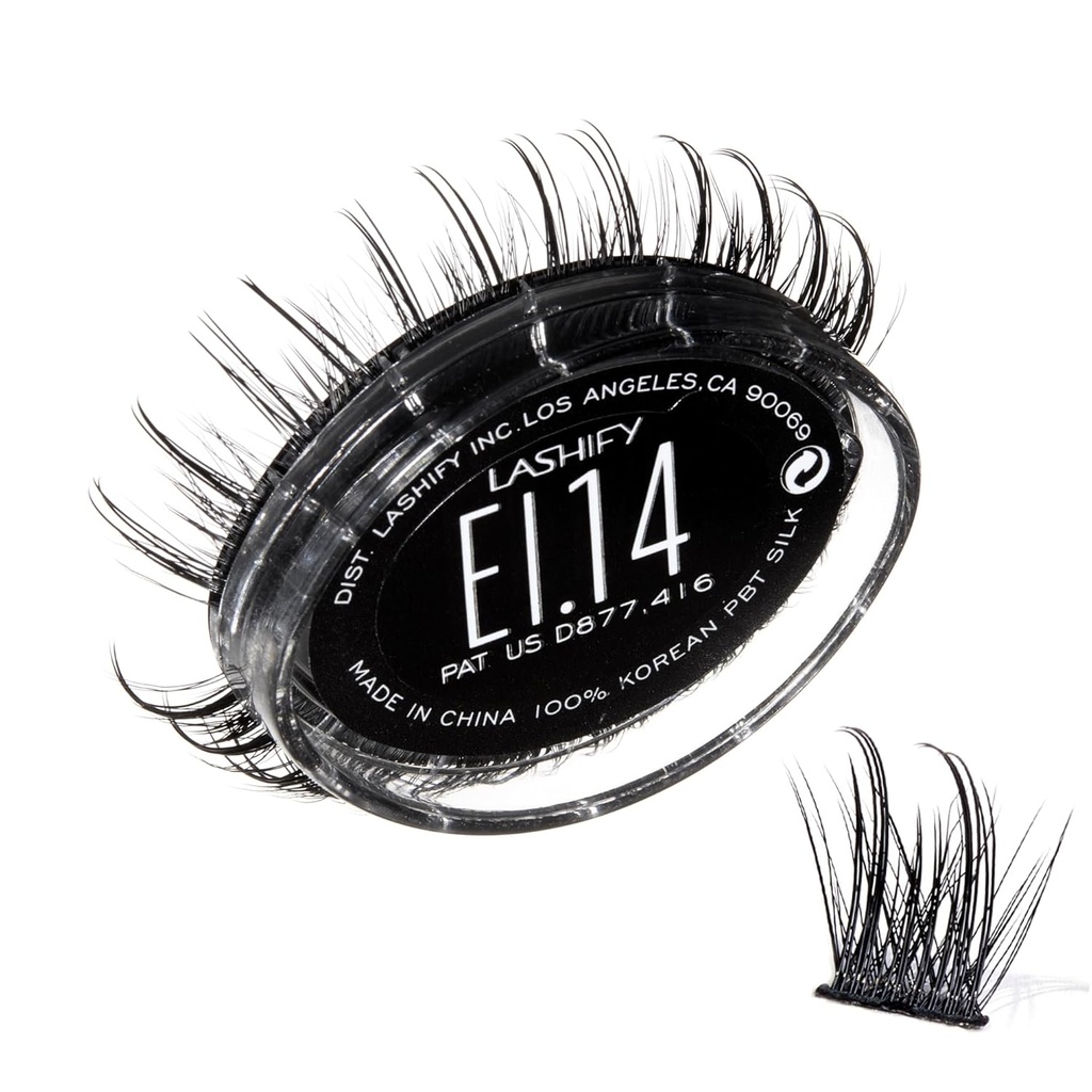 Lashify Extreme Ice 14mm Gossamer DIY Eyelash-utvidelser Påfyll, den første dual-fibered Lash som har både tynn og tykk fiber, svart, lett falske Lashes
