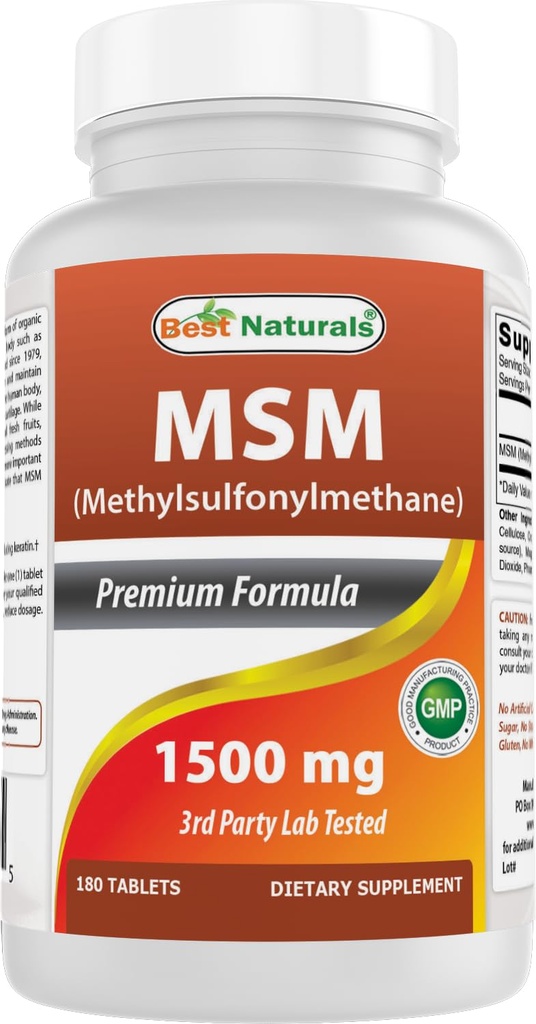 Beste Naturals MSM 1500 mg 180 tabletter