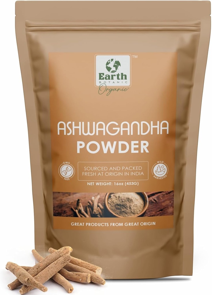 Ashwagandha Root Powder 453g (16 oz) - Ikke GMO & Glutenfri - Medania Somnifera Oppgitt fra India (Pack of 1)