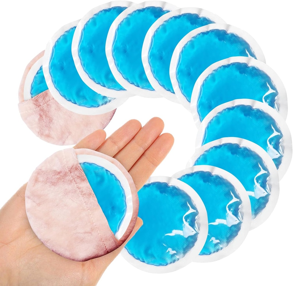 Små runde ispakker for skadeskader, 12 pakke myke kosmetiske ispakker for ansikt, reusable Hot Cold Gel Pack Circle Cold Compress med 2 Wrap for smertelindring, Toothaches, Brystkirurgi, Visdom tenner