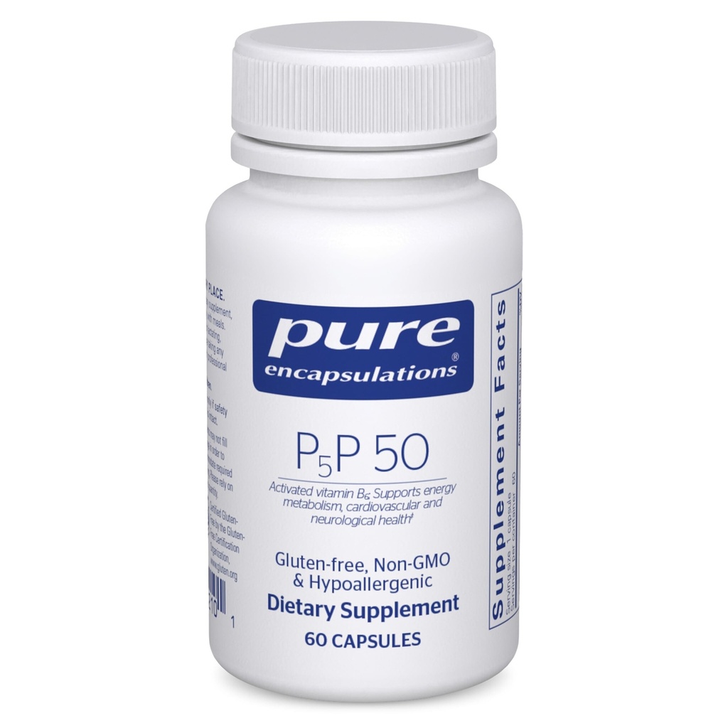 Ren innkapslinger P5P 50 - Aktiv vitamin B6 - Støtter energimetabolisme og hjernens helse* - Glutenfri og ikke-GMO - 60 kapsler