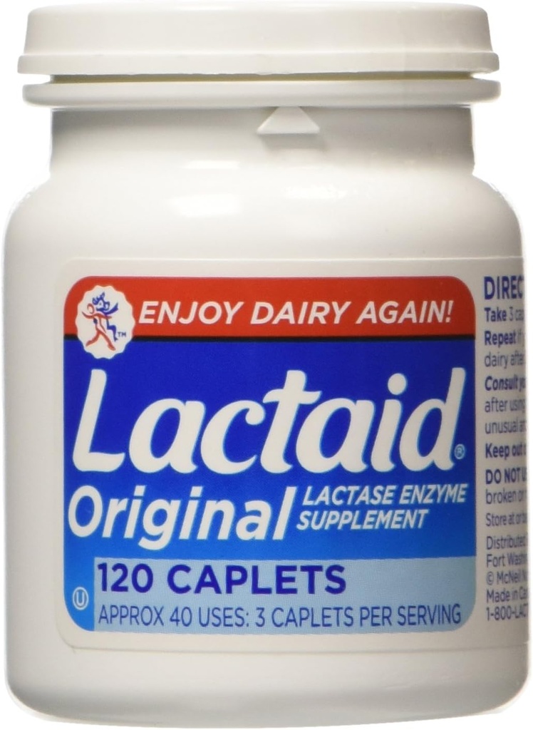 Lactaid opprinnelig styrke Lactase Enzyme Supplement, Caplets - 120 ea