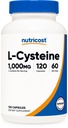 Nutricost L-cystein 1000 mg, 120 kapsler - Ikke-GMO, Glutenfri Supplement, 500 mg per kapsel