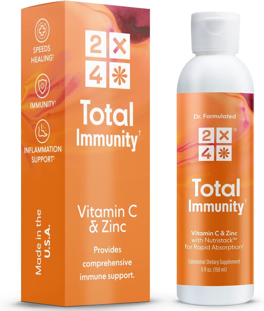 2X4 eldrebær med sink og vitamin C for voksne - flytende daglig immunstøtte - Liposomal immunisme Supplement vitaminer, ikke-GMO, sukkerfri, 30 serveringer, 5 fl oz
