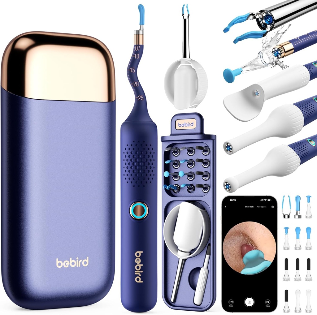 BEBIRD Fleksibel ørebøyle verktøyet kamera, FSA HSA kvalifiserte elementer, trådløs smart visuelt ørerensesett med 13-piece tips, HD-kamera øredobber med Tweezers, øredobber Plus B31R øredobbere