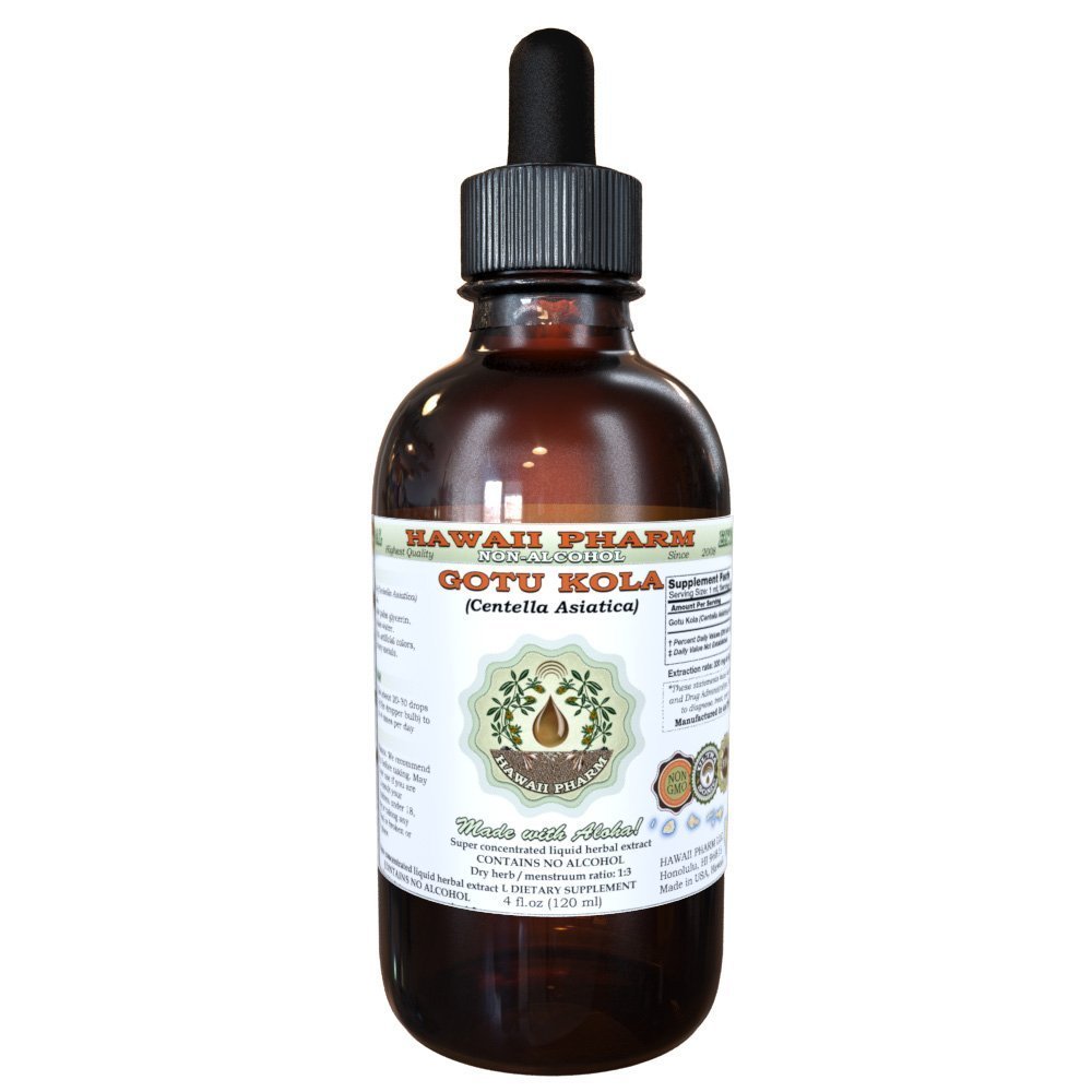 Gotu Kola alkohol-fri flytende ekstrakt, Organic Gotu Kola (Centella Asiatica) Tørket Leaf Glycerite Hawaii Pharm naturlig urte supplement 2 oz