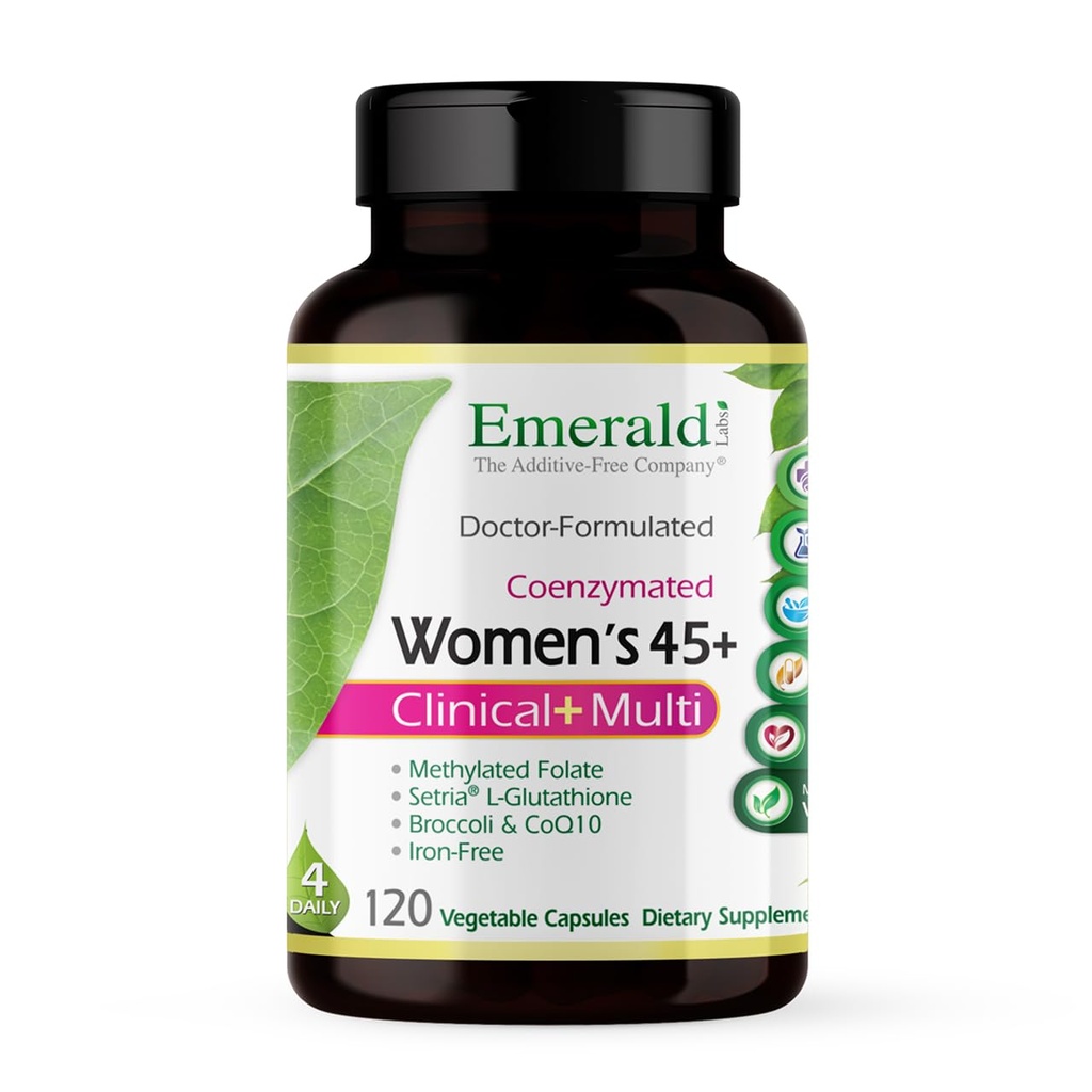Emerald Labs Women's 45 + klinisk multi - Multivitamin for omfattende støtte, bein og hjerte helse * - Designet for kvinner 45 + - Glutenfri og vegetarian - 120 Grønnsaker Kapsler (30-dagers forsyning)