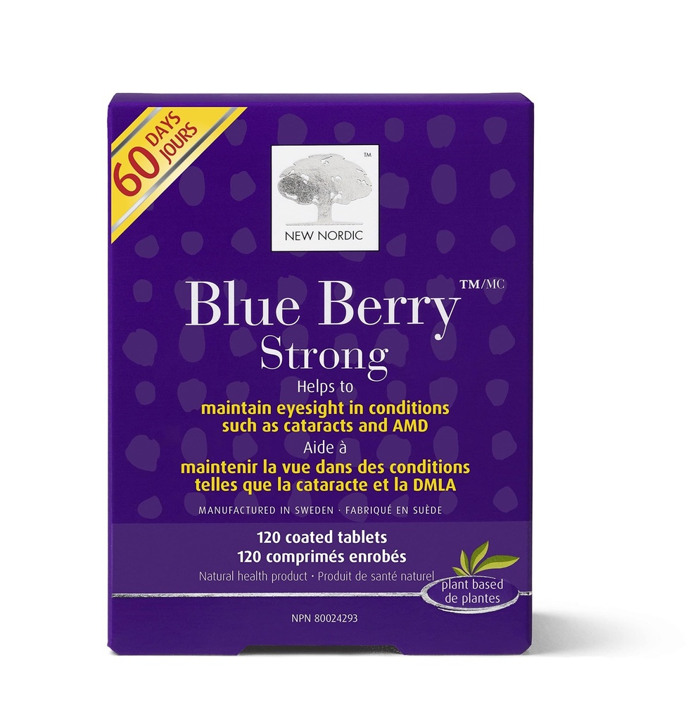 Ny NORDIC Blå Berry Øye Vitamin Lutein Supplement med sink, støtter Macular Pigmentation, Øye & Visjon funksjon, 60 tabletter (pakke med 1)