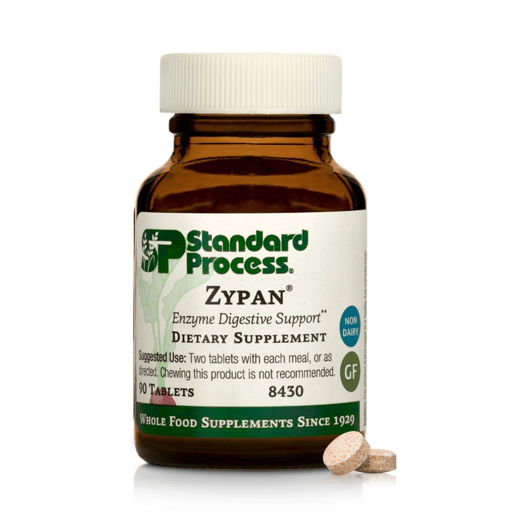 Standard prosess Zypan - Digestiv Helsestøtte Supplement - HCI Supplement med Pancreatin, Betaine Hydrochloride & Pepsin - Støtte Macronutrient Digestion - 90 tabletter