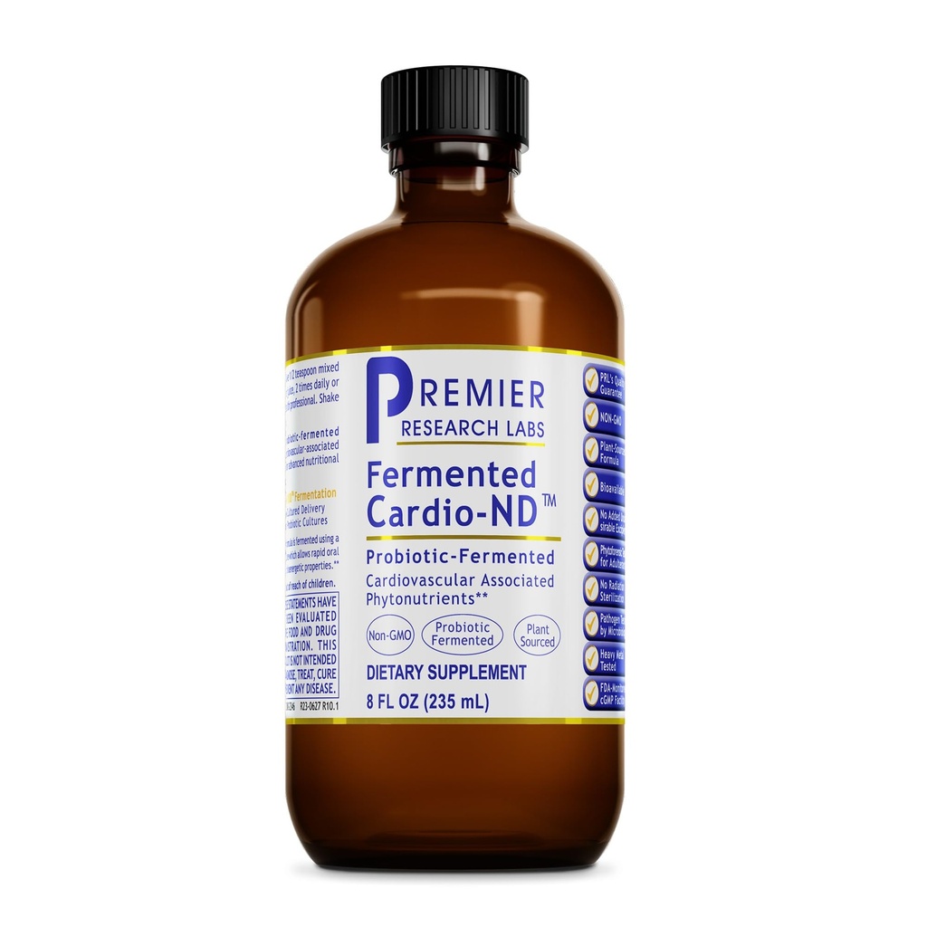 Premier Research Labs Fermented Cardio-ND - Cardio hjertehelse, Cardio støtte flytende Fermented i probiotika for kvinner, menn, voksne, støtter hjertehelse med Hawthorne Berry - 8 fl oz flaske