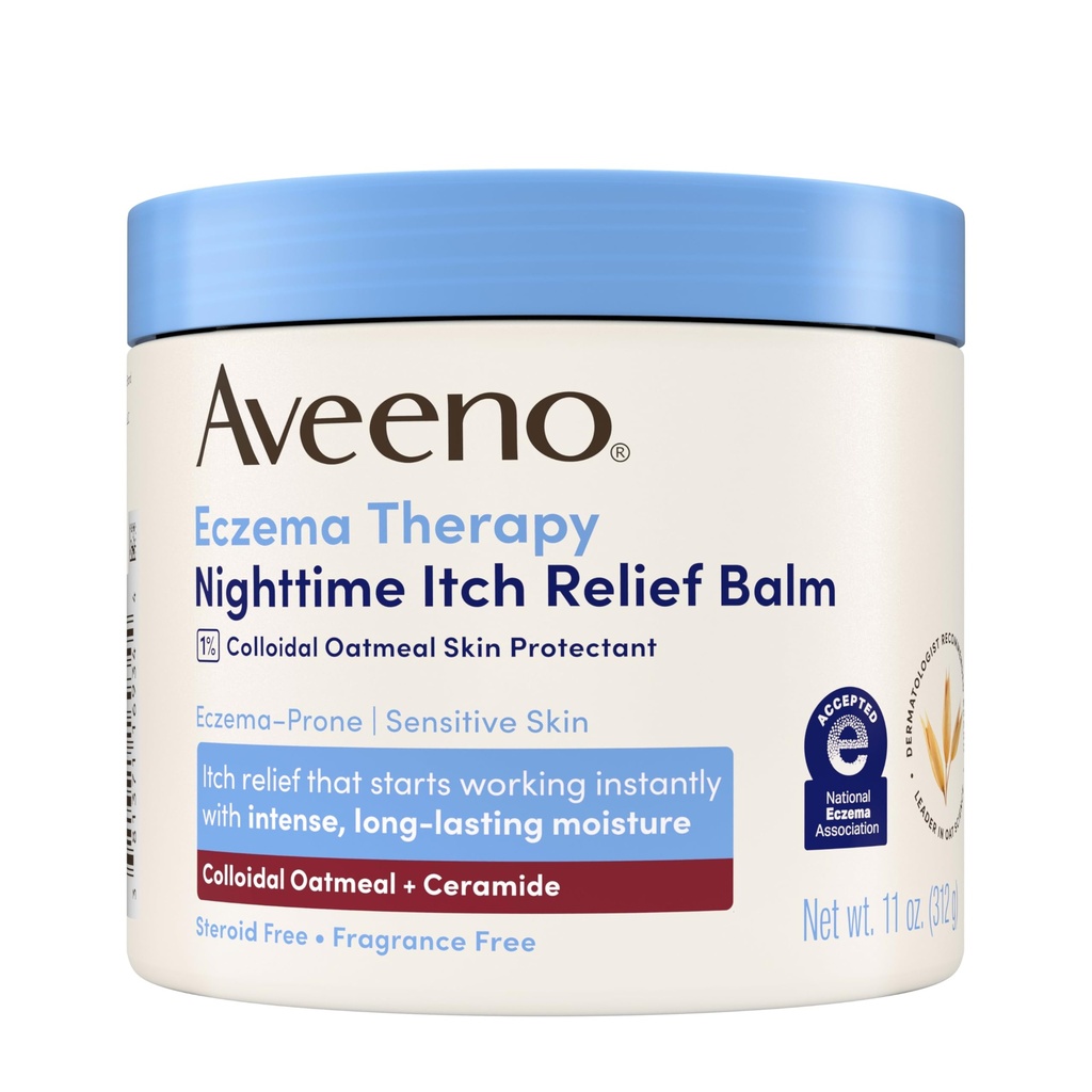 Aveeno Eczema terapi natttid klør relief Balm, Eczema krem for kroppen, moisturizing kolloidal havremel & ceramid formel, fragrance gratis, beroligende tørr kløe hud, 11 fl oz