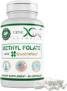 GENEX Metyl Folat med Quatrefolic® 1360 mcg DFE (60 kapsler) Bioaktiv form av folat - 5-metyltetrahydrofolat | Vegan, Glutenfri, ikke-GMO (60 dagers forsyning)