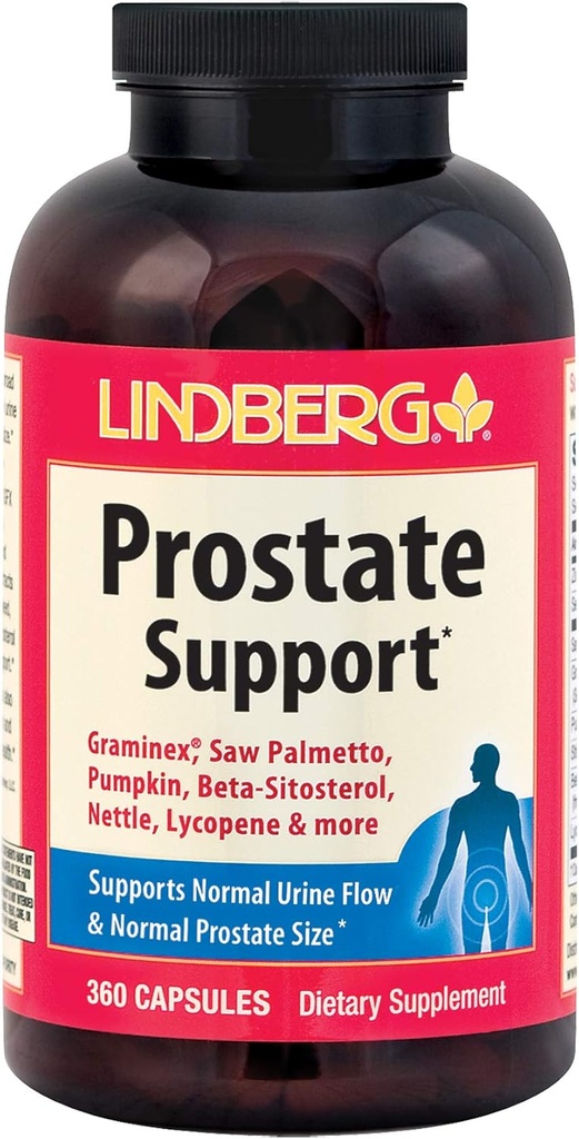 Lindberg Prostate Support* - med Graminex, så Palmetto, Pumpkin, Beta-Sitosterol, Nettle, Lycopen og mer (360 kapsler)