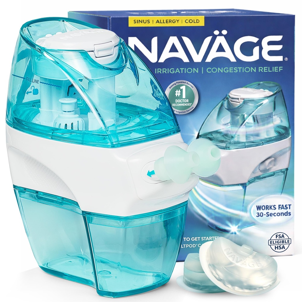 Navage Starter Bundle - Nasal Irrigation System - Saline Nasal Rinse Kit med 1 Navage Nese Cleaner og 30 Salt Pods