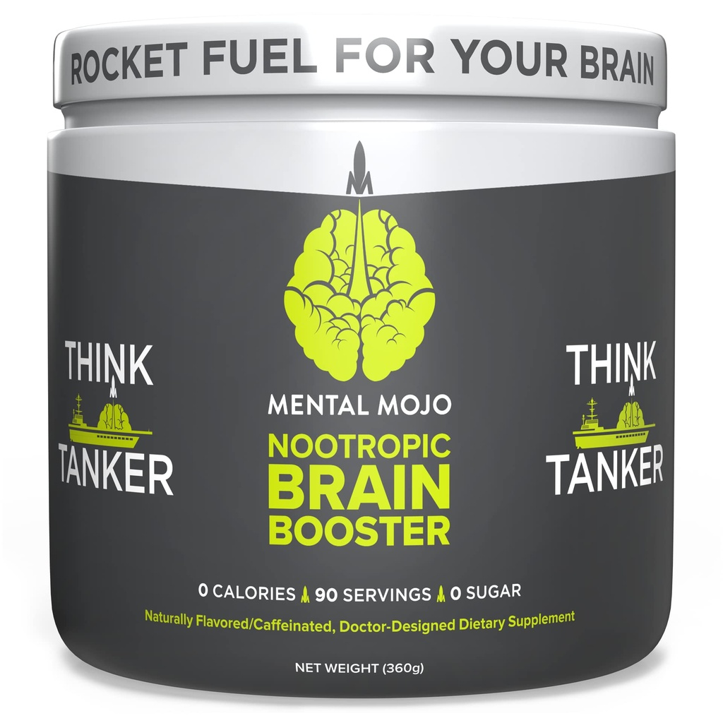 Nootropic Brain Booster (90 Serveringer) Nootropic Drink Mix & Brain Supplement - Brain brensel øker energi, fokus og minne - Null kalorier, sukker gratis - Kiwi Strawberry