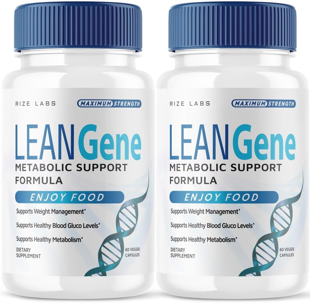 rize labs Lean Gene Supplement, Metabolic Support Formula, Lean Gene for avansert vekttap, Lean Gene Maksimum Styrke Kapsler, LeanGenex Alle naturlige piller (120 kapsler) (pakke med 2)