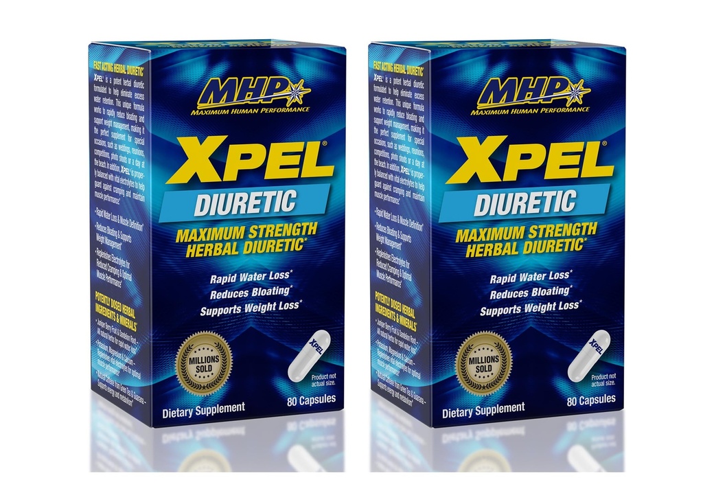 MHP Xpel Maksimal styrke diuretiske kapsler, 80 greve (pakke med 2) (Packing May Vary)