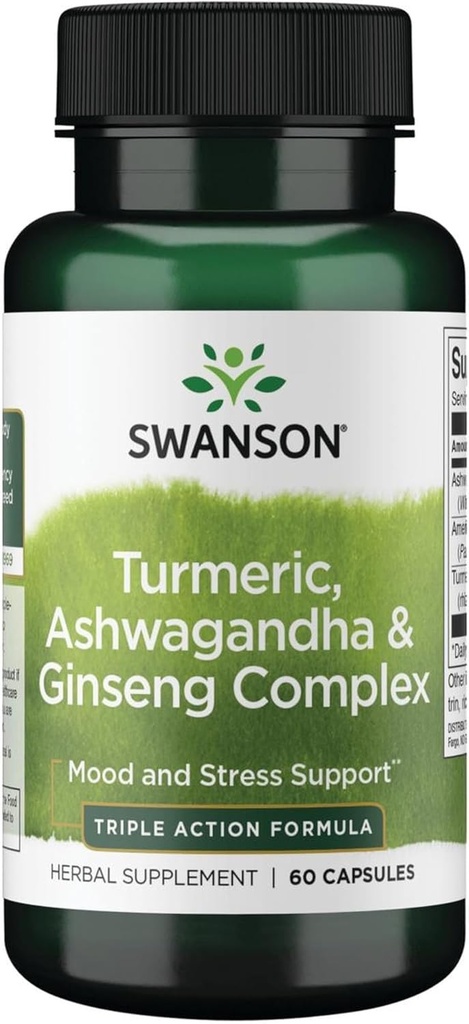 Swanson Full Spectrum Turmeric Ashwagandha & Ginseng Complex 60 kapsler