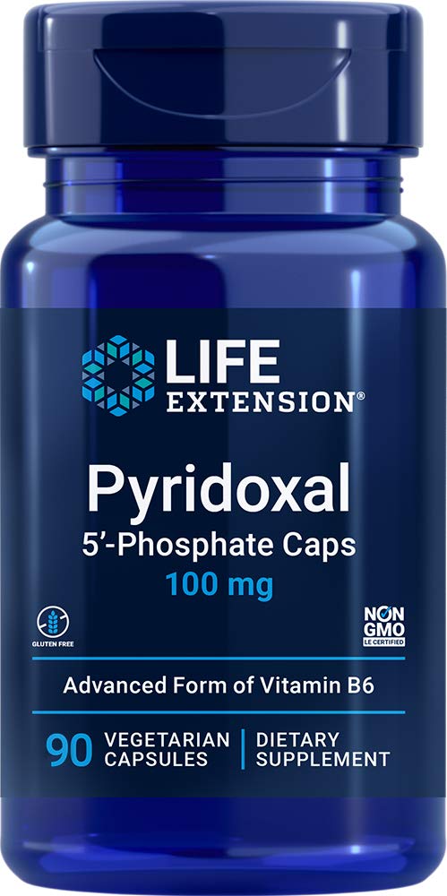 Life Extension Pyridoxal 5-fosfat Caps 100 mg P5P, 90 Veg Kapsler - Avansert vitamin B6 Supplement