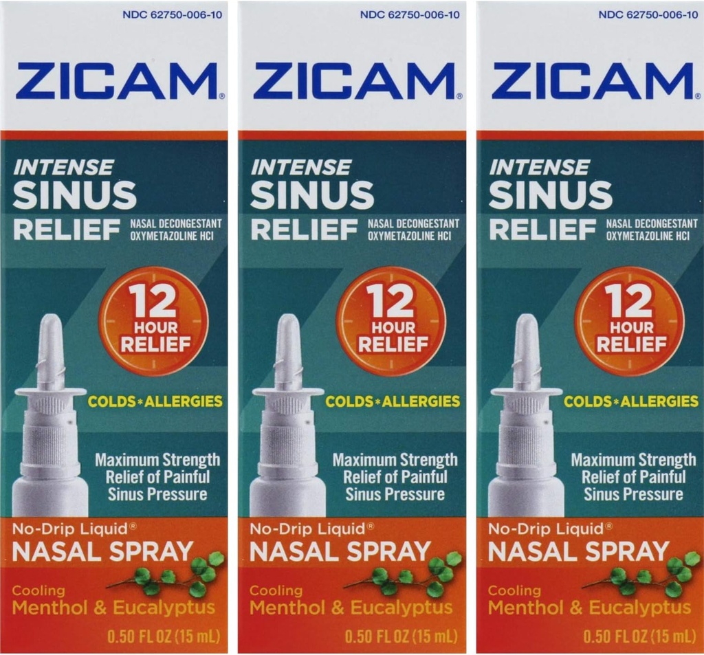 Zicam Intense Sinus Relief, kjøling Menthol & Eucalyptus Pump 0,5 fl oz (Quantity of 3)